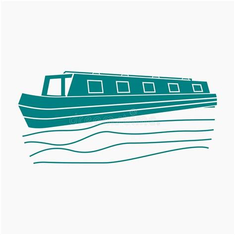 Flat Monochrome Style Oblique View Narrow Boat Vector Illustration