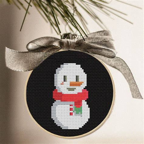 Snowman Christmas Ornament Cross Stitch Snowman Cross Stitch - Etsy