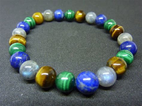 Bracelet Malachite Lapis Lazuli Oeil De Tigre Labradorite