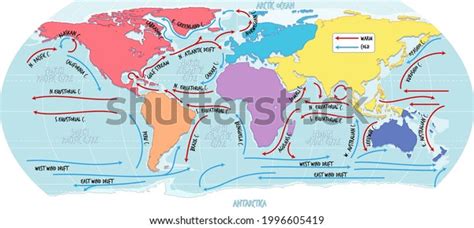 Ocean Current World Map Names Illustration 库存矢量图免版税1996605419