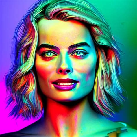 D Neon Art Of Margot Robbie Hyper Detailed D Stable Diffusion