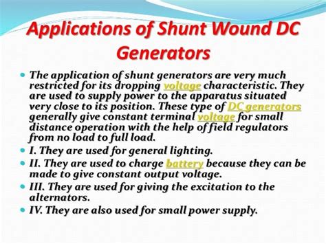 Application Of Different Types Of Dc Generator And Dc Motor