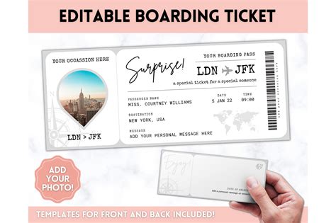 Editable Boarding Ticket Boarding Pass Creative Market