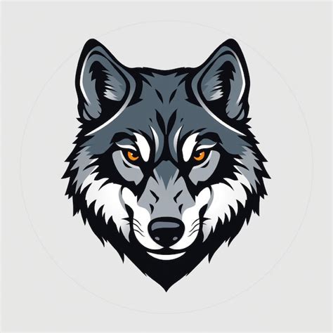 A Wolf Head With Orange Eyes And A Black And White Logo Premium AI