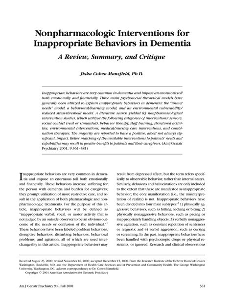 Fillable Online Nonpharmacologic Interventions For Fax Email Print