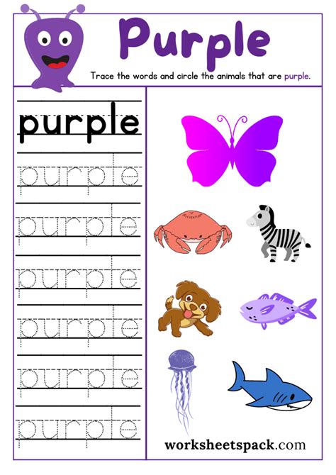 Purple Color Sheet Printable Free Pdf Color Purple Worksheet For Preschool Worksheetspack