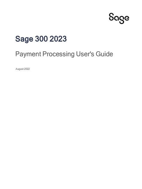 Fillable Online Sage 300 2023 Payment Processing Users Guide Sage 300