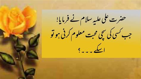 Hazrat Ali A S Nai Farmaya Jab Kisi Ki Sachi Muhabbat Maloom Karni Ho