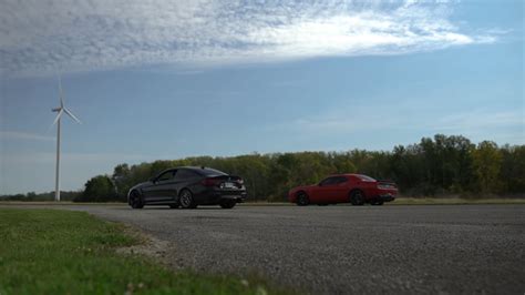 Stock Dodge Challenger Hellcat Drag Races Tuned F82 BMW M4 Gets Badly