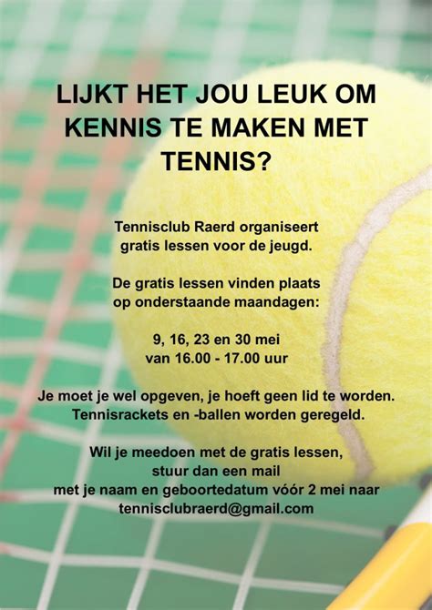 Gratis Tennislessen Voor De Jeugd Tennisclub Raerd