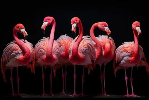 Un Grupo De Flamencos Rosados Y Marrones Est N Parados En Fila Al