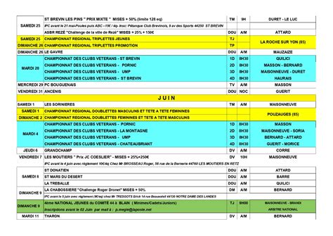 Calendrier Petanquemissillacaise