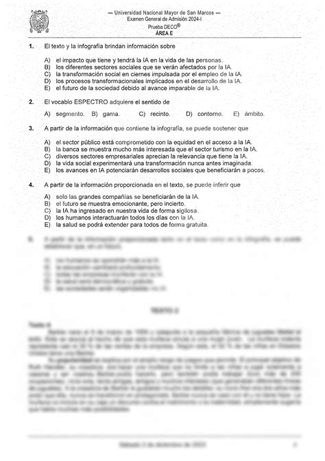 SOLUTION Examen De Admisi N 2024 I Rea E Alberto Cruz Studypool