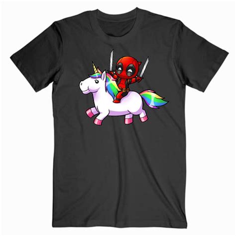 Deadpool Riding Unicorn Unisex T shirt