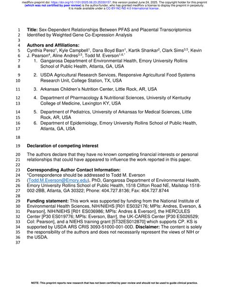 PDF Sex Dependent Relationships Between PFAS And Placental