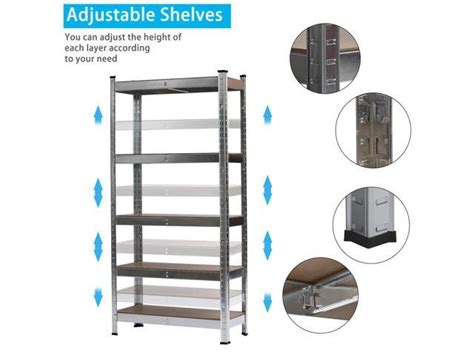 QXDRAGON 5 Tier Adjustable Heavy Duty Metal Storage Rack Garage Shelves