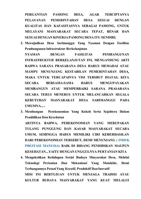 Contoh Visi Misi Calon Kepala Desa Pdf