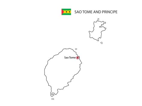 Hand Draw Thin Black Line Vector Of Sao Tome And Principe Map With