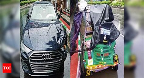 Hyderabad Audi Accident Speeding Audi Rams Auto In Hyderabad Kills