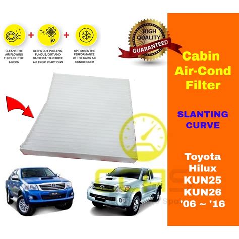 Cabin Air Cond Filter Slanting Curve Toyota Hilux Kun Kun