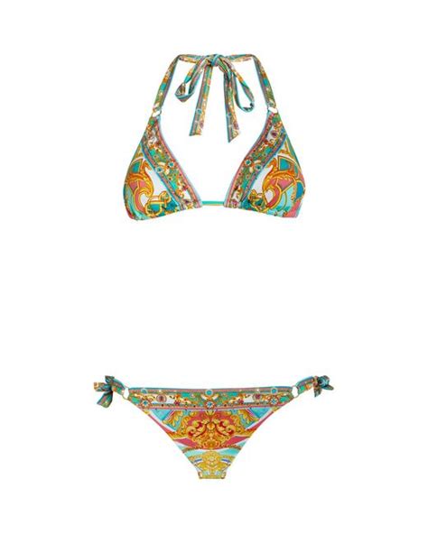 Camilla Printed Triangle Tie Bikini In Metallic Lyst