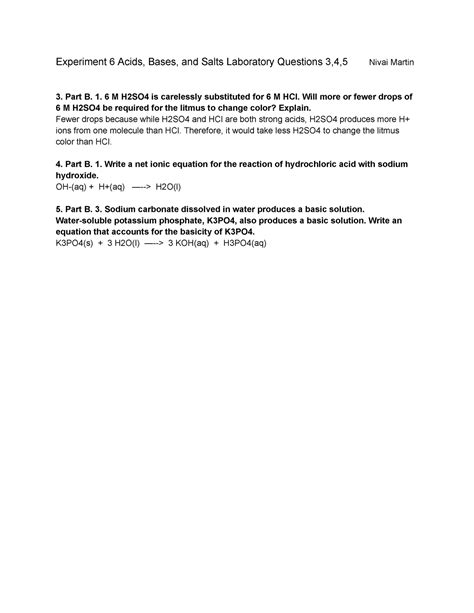 Acids Bases And Salts Lab Questions Experiment Acids Bases