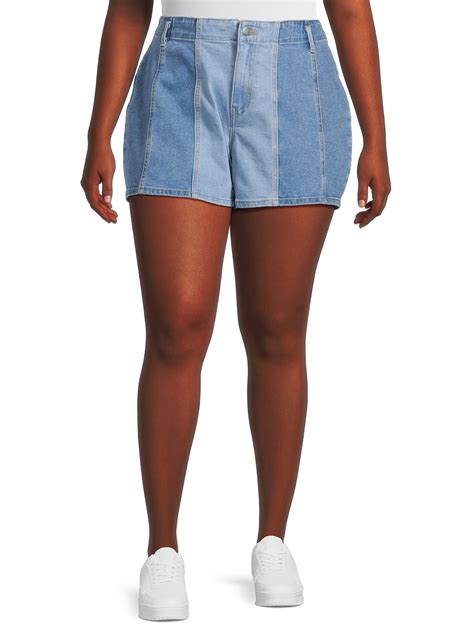 Alivia Ford Womens Plus Size Colorblocked Denim Shorts