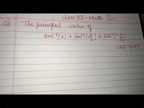 The principal value of tan ¹ 1 Cos ¹ 1 2 sin ¹ 1 2 cbse