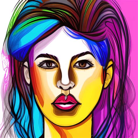 Womens Abstract Art Colorful Hair Graphic · Creative Fabrica