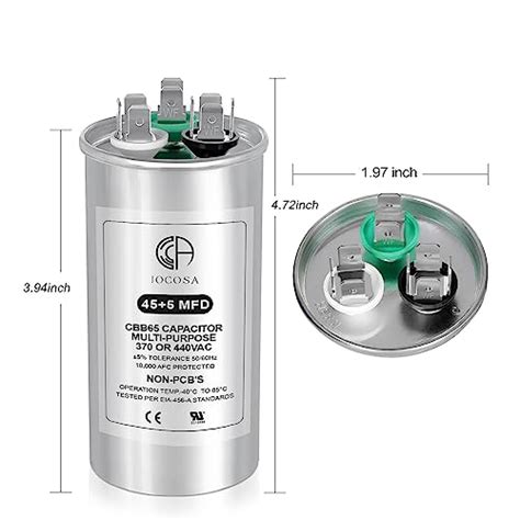 45 5μf 45 5mfd Dual Run Round Capacitor For Ac 370 Or 440 Volt Air Conditioner