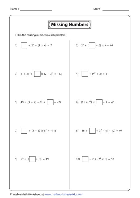 Order Of Operations Math Fun Worksheets Worksheets Library