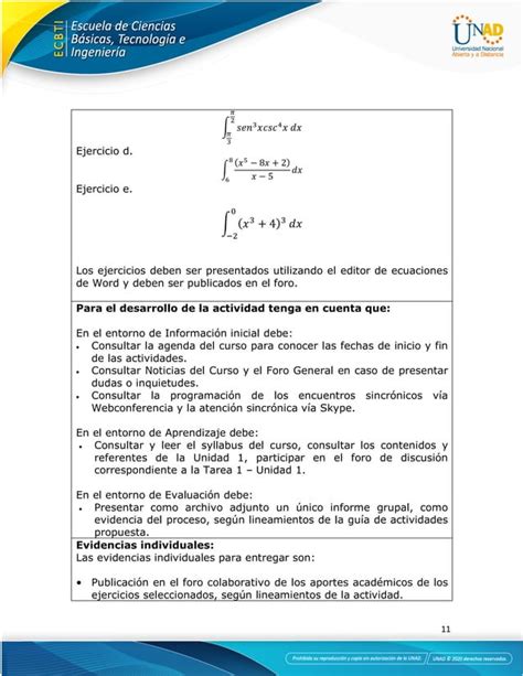 Guia De Actividades Y Rúbrica De Evaluación Tarea 1 El Concepto De Integral Pdf Descarga