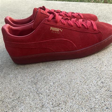 Red Puma Suede Sneakers - Depop