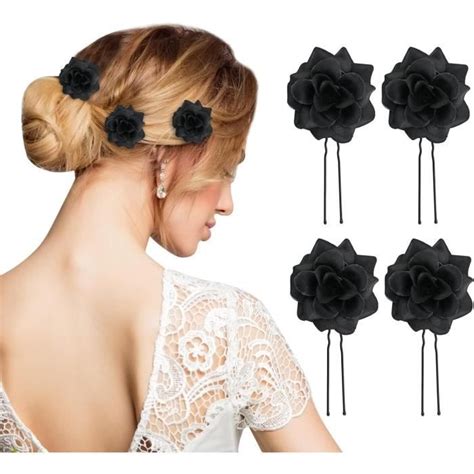 Lot de 4 pinces à cheveux en forme en forme de U avec roses