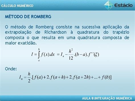 Clculo Numrico Aula 8 Integrao Numrica Clculo Numrico