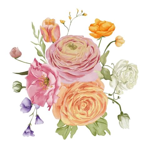 Premium Vector Watercolor Spring Floral Bouquet Illustration