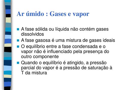 PPT Capítulo 10 Misturas de gases Ar úmido PowerPoint Presentation