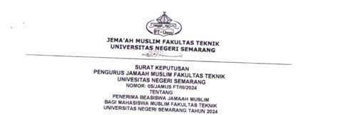 Pengumuman Penerima Beasiswa Jamaah Muslim Bagi Mahasiswa Muslim