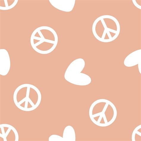 Premium Vector Seamless Pattern With Hearts And Peace Signs