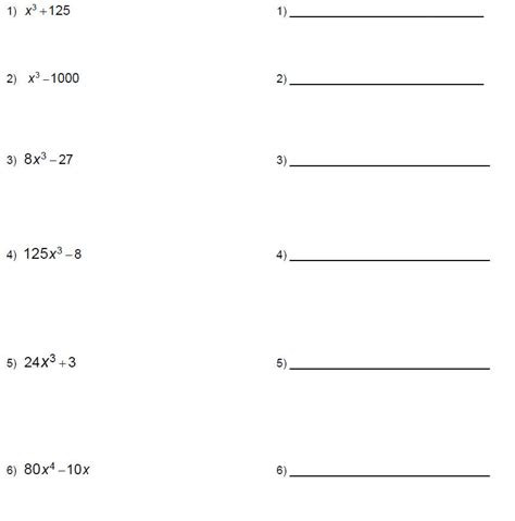 Sum And Difference Of Cubes Worksheet - Worksheet List