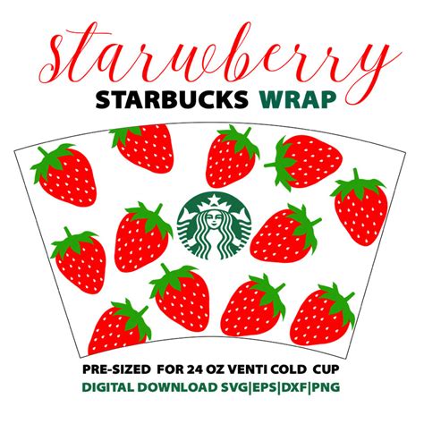 Prints Art Collectibles Fruit Svg Strawberry Seamless Starbucks Full