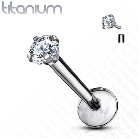 Piercing Labret En Titane Avec Un Bijou De 2mm En Zirconium Et Longueur