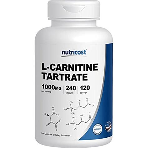 Nutricost L Carnitine Tartrate 1 000mg 240 Capsules 500mg Per