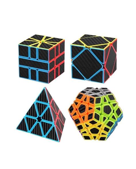 Set Cubo Magico Carbono One Black Carbon Pe As Moyu Pyramin Skewb