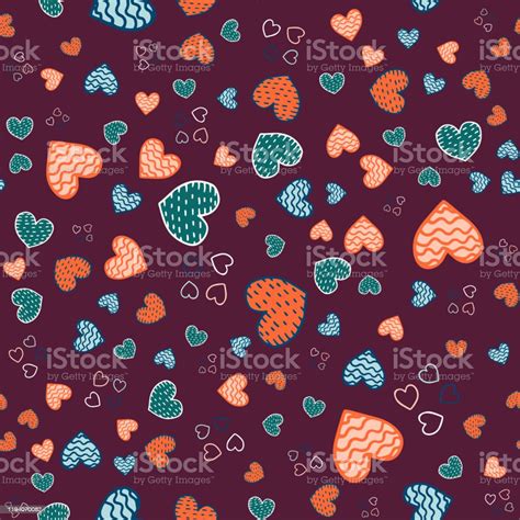 Seamless Love Pattern With Hearts That Look Like Leaves Romantic Vector