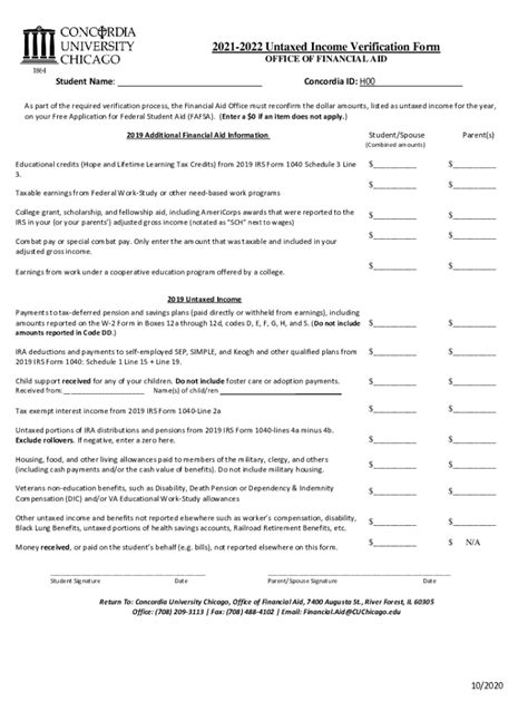 Fillable Online Untaxed Income Verification Form Office Of