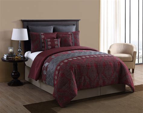 8 Piece Comforter Set Burgundy Crescent