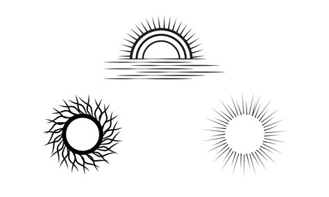 Set Of Sun Vector Line Art Logo Symbol Design Abstract Sun Bundle