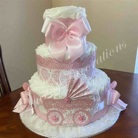 Pink Pumpkin Diaper Cake Baby Shower Centerpiece Decor Girl Etsy