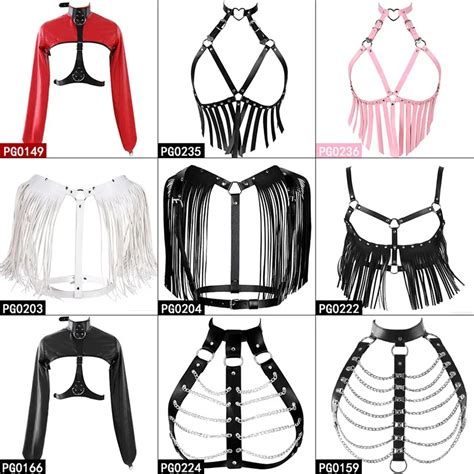 Buy Leather Body Harness Bra Metal Chain Tassel For